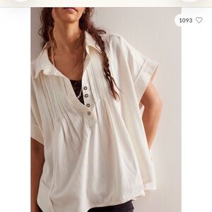Free People Cream Button-Down Blouse